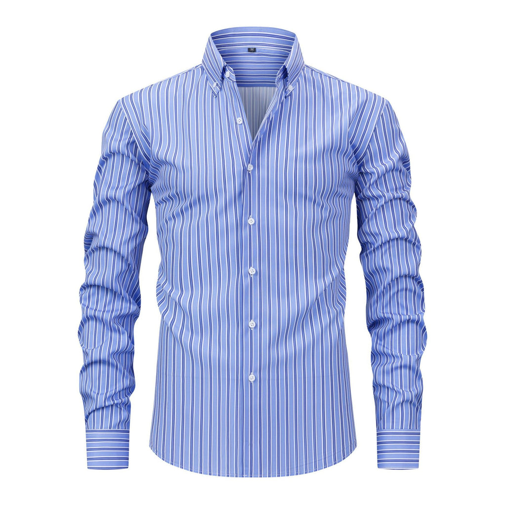 Herren Hemd gestreift mit Revers und langen Ärmeln – Bild 3 | LuxeStyle