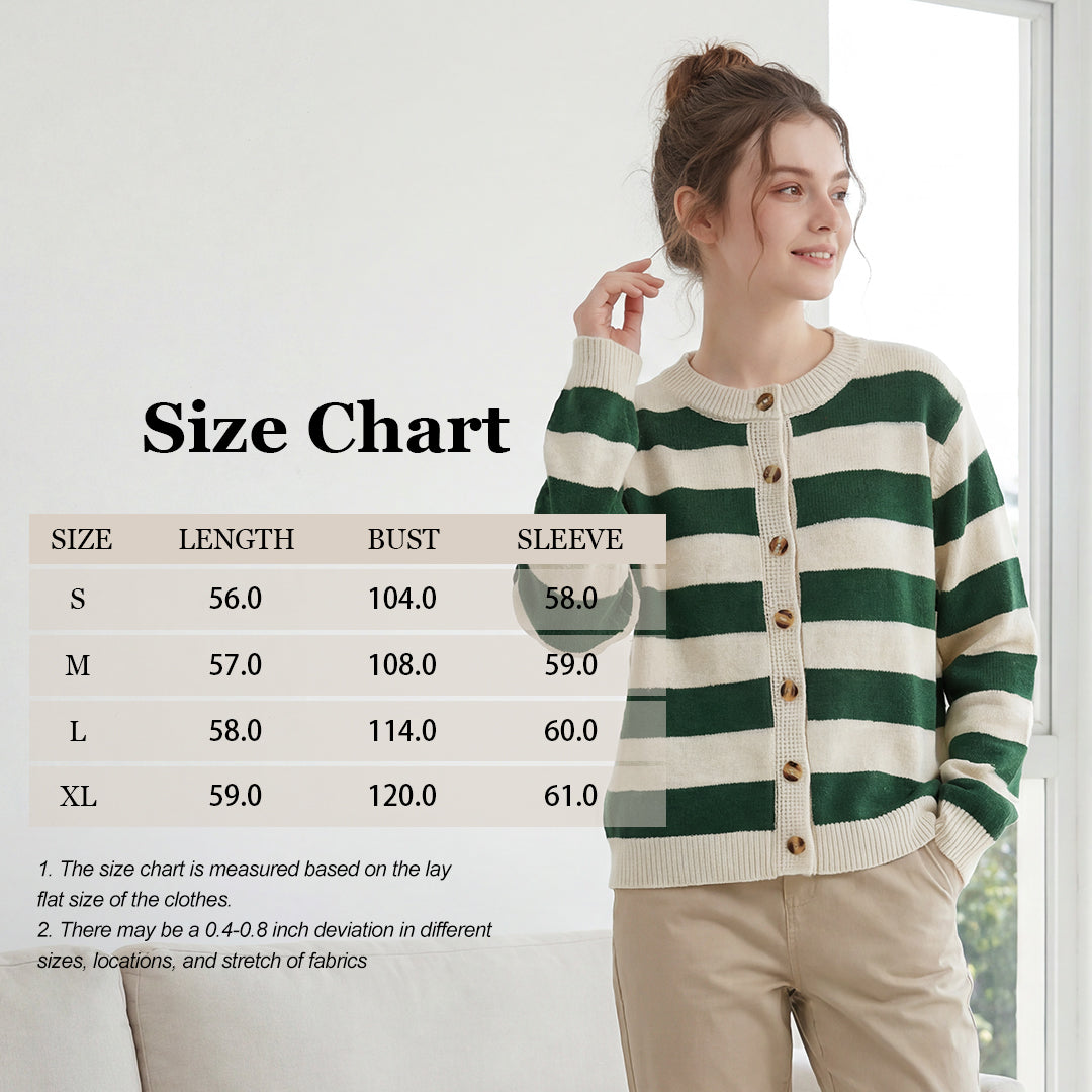 Gestreifter Strick-Cardigan Grün-Weiss