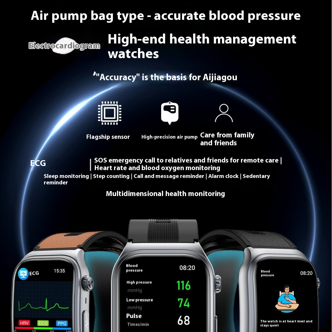 Smartwatch S15 mit Blutdruck- & Harnsäuremessung