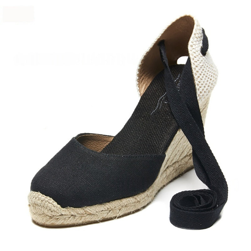Jute Keilabsatz-Sandalen für Damen