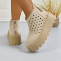 Perforierte Plateau-Ankle Boots