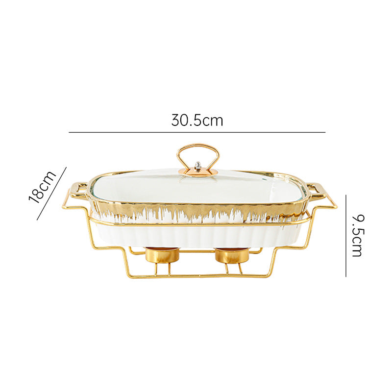 Goldplattierte Rechteckige Casserole mit Deckel
