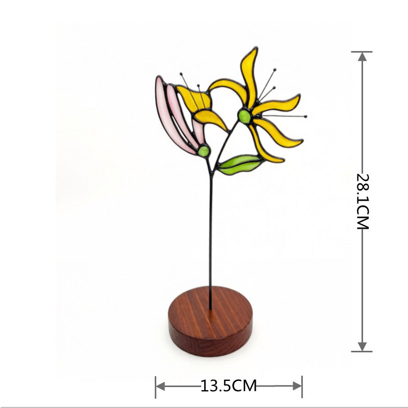 Blumendekoration aus Buntglas