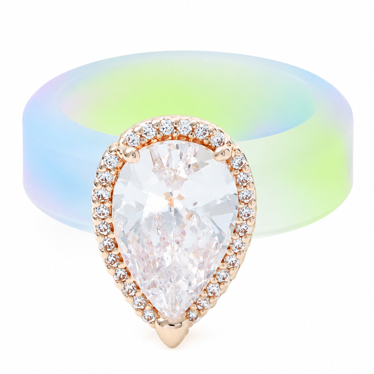 Zirkon-Ring mit Silikon-Einlage im Tropfen-Design