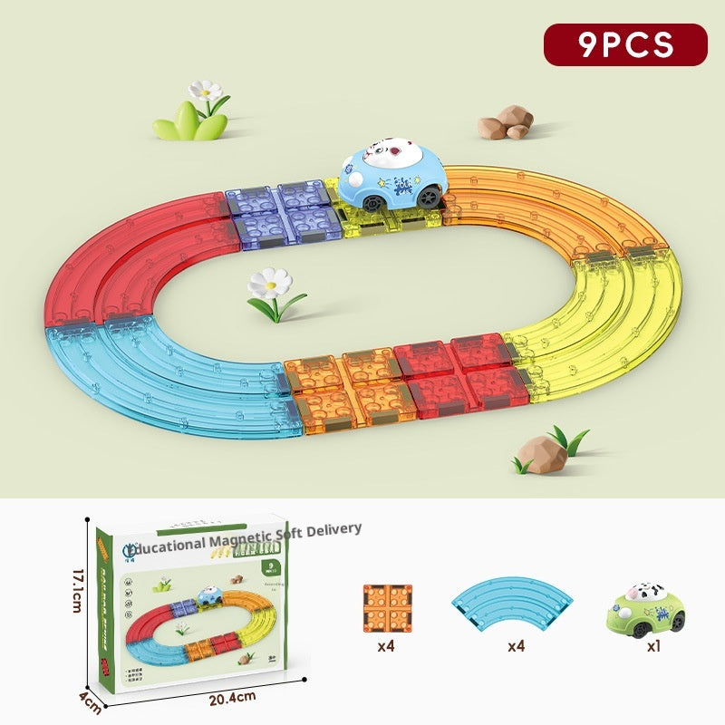Magnetische Bausteine: Zugstrecken-Puzzle