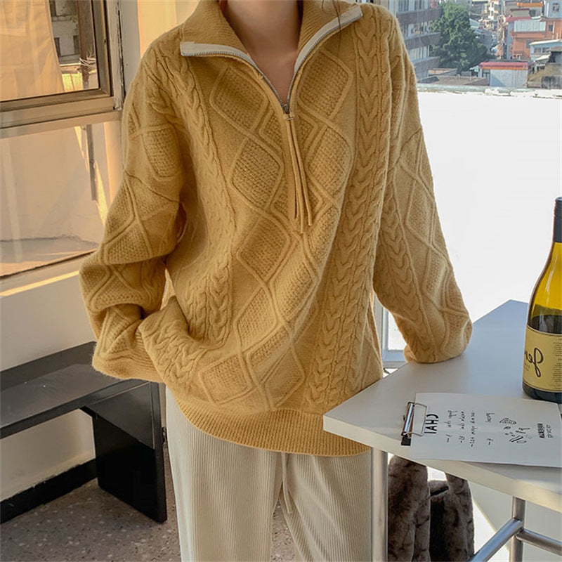 Damen Rollkragen Pullover mit Half-Zip