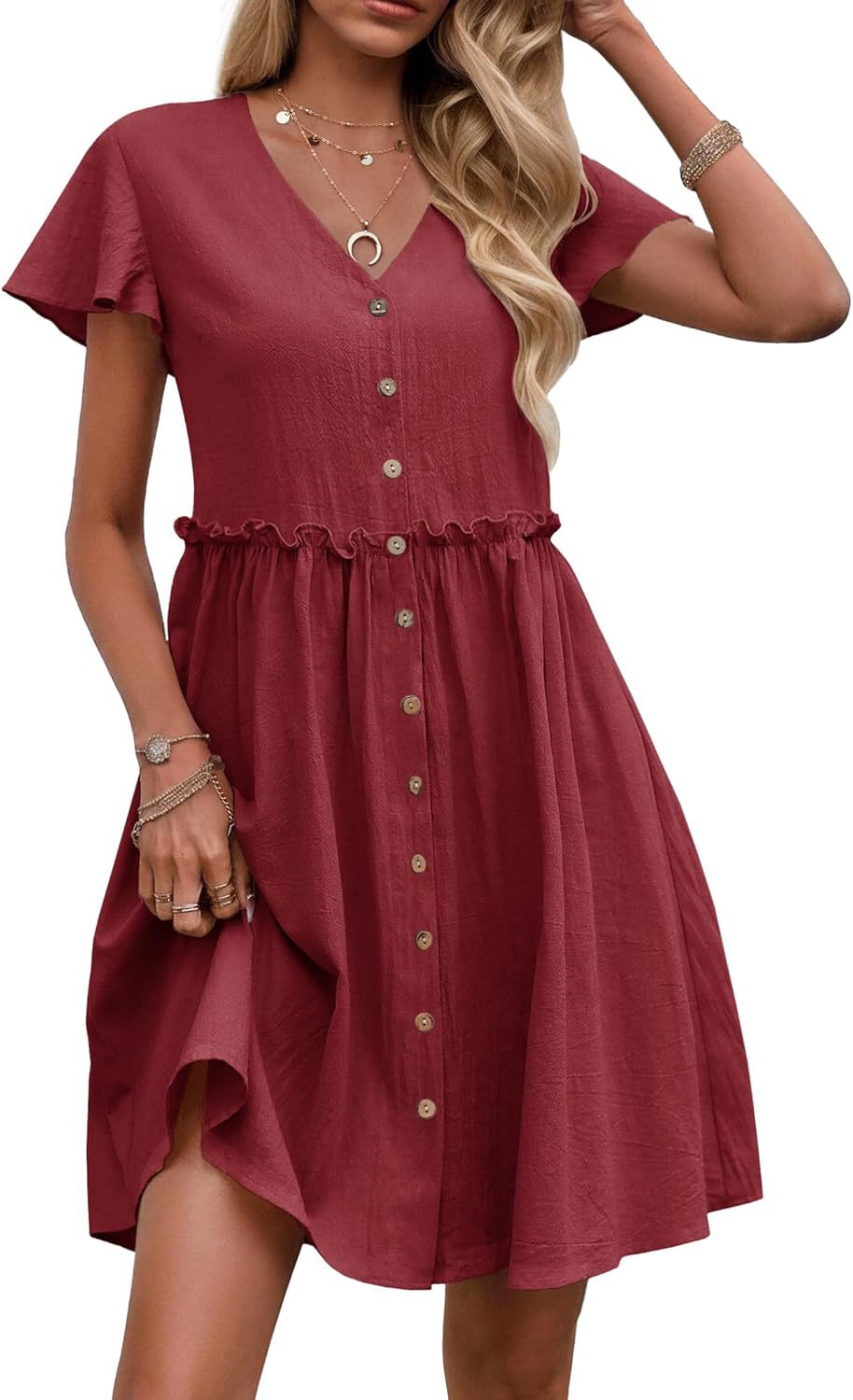 Boho V-Ausschnitt Rüschenkleid – Bild 11 | LuxeStyle