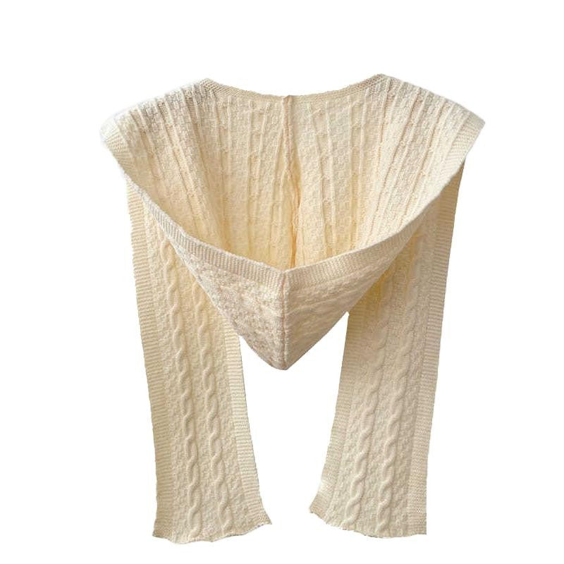 Schal mit Kapuze – einfarbig, aus Wolle | LuxeStyle
