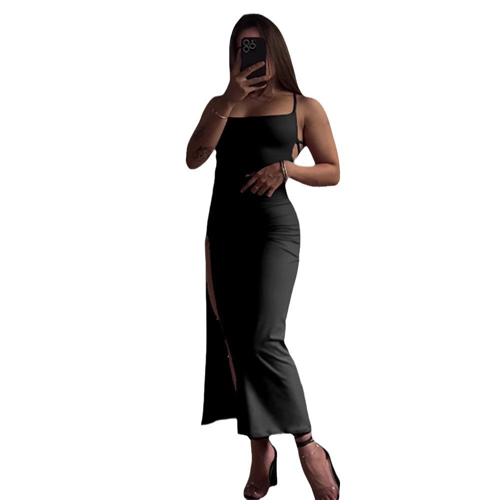 Ärmelloses rückenfreies Kleid mit Bindeband