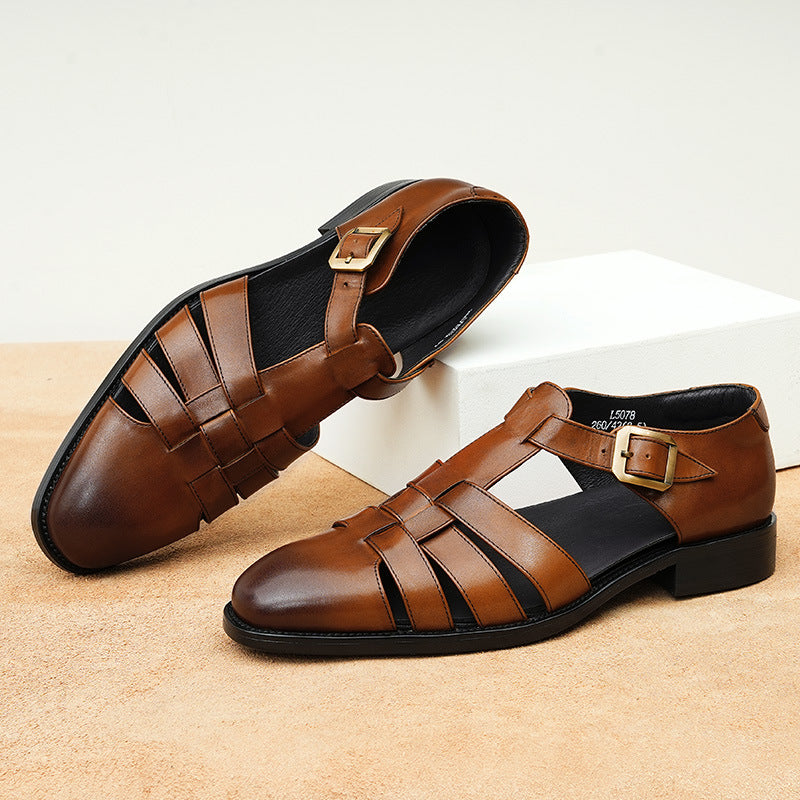 Retro Business Sandalen aus Leder