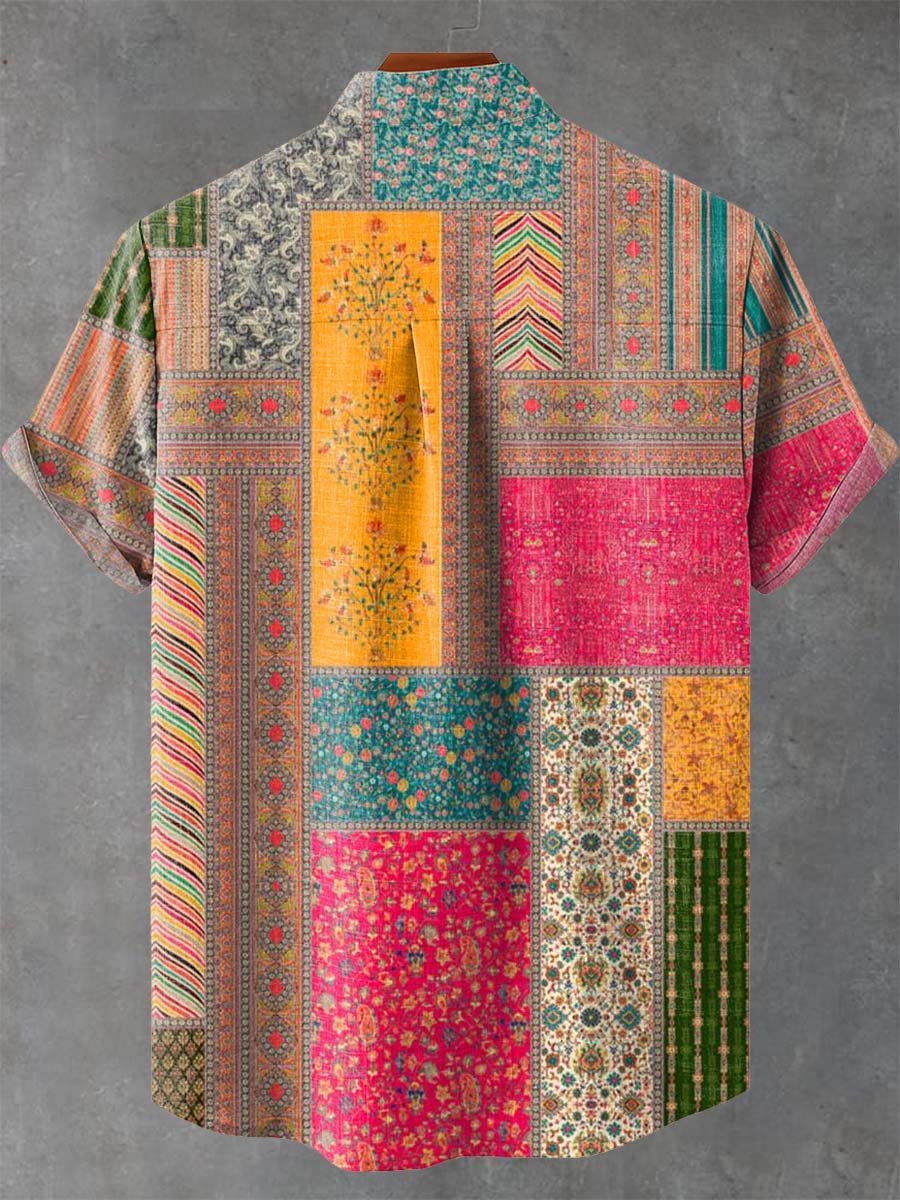 Relaxed Patchwork-Casual-Hemd