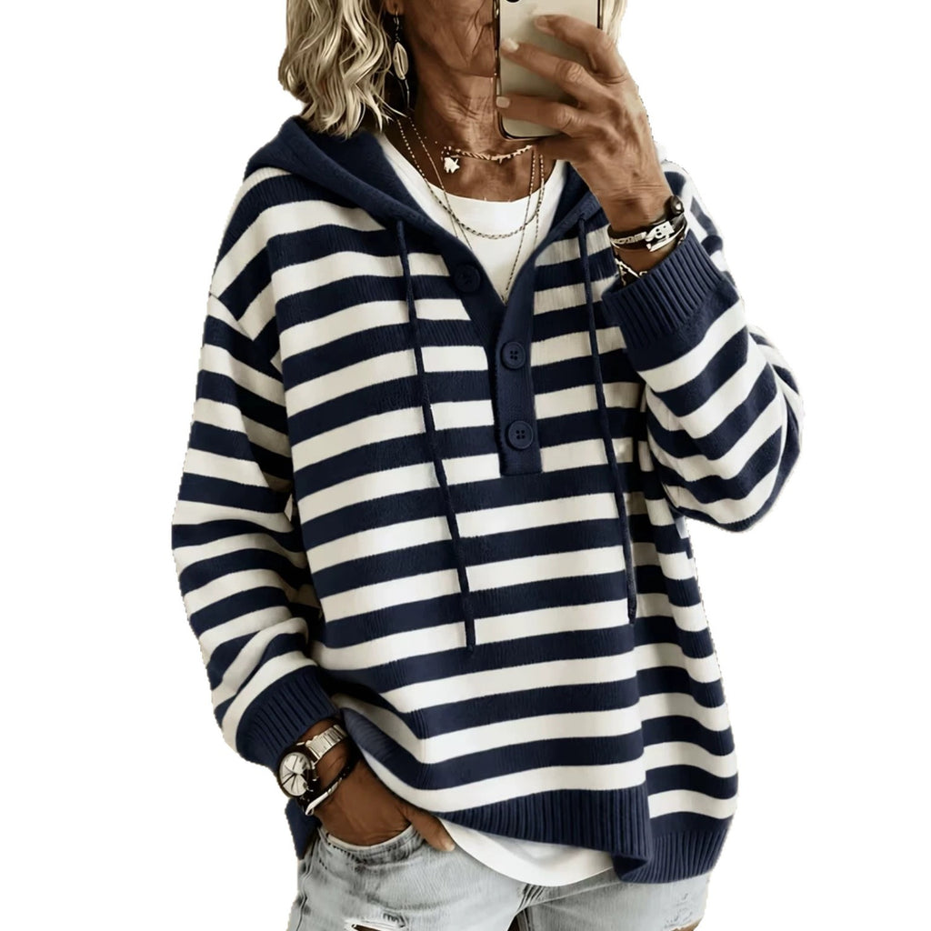 Gestreifter Kapuzenpullover aus Strick – Bild 2 | LuxeStyle
