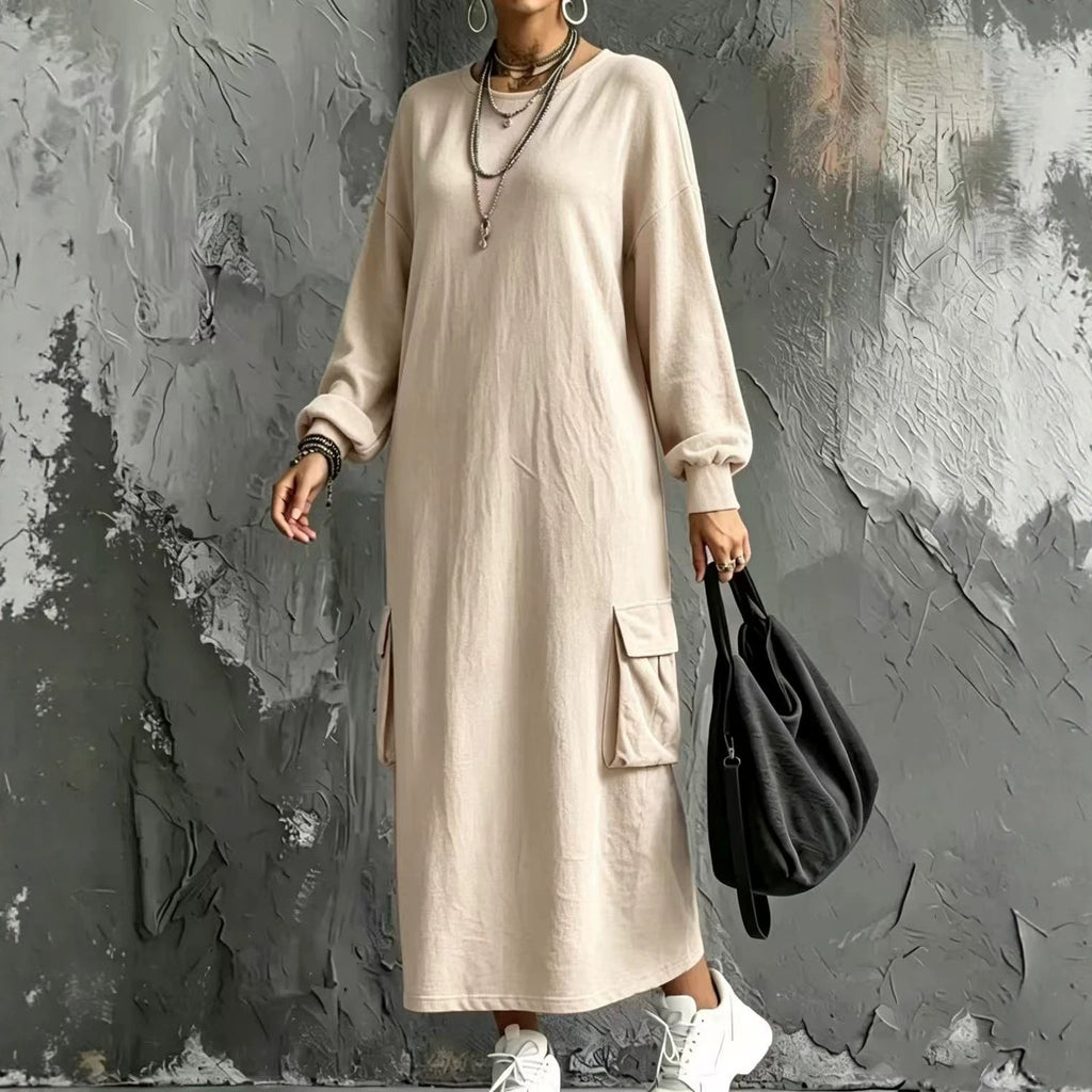 Lässiges Hoodie-Kleid mit langen Ärmeln