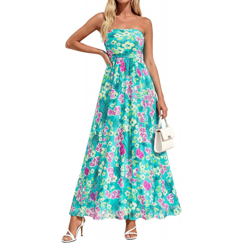 Vintage Bandeau Maxikleid mit Blumenmuster – Bild 8 | LuxeStyle