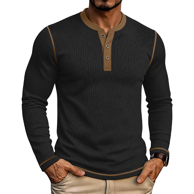 Herren Langarmshirt mit Farbblock Henley
