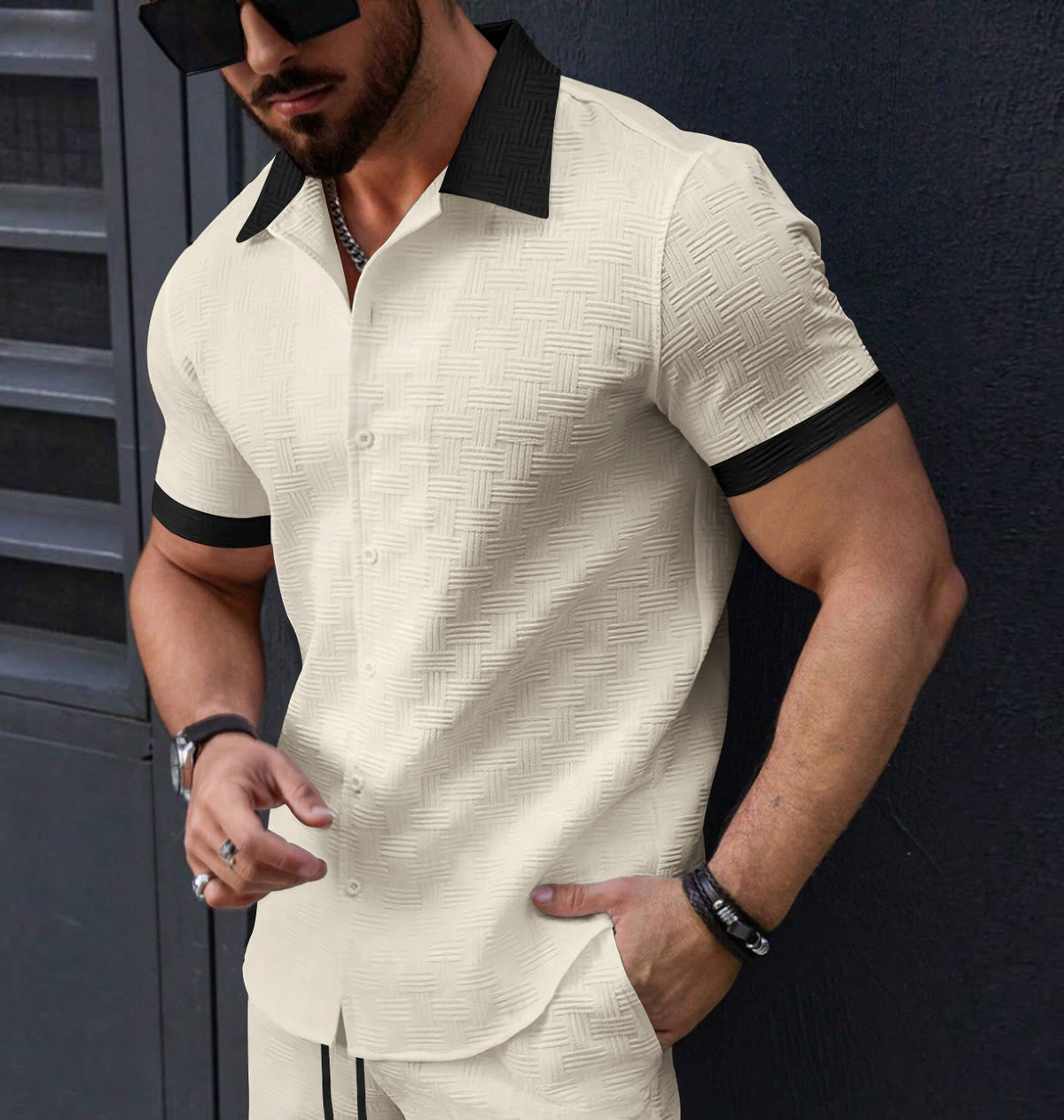 Jacquard Color-Block Hemd für Herren – Bild 12 | LuxeStyle