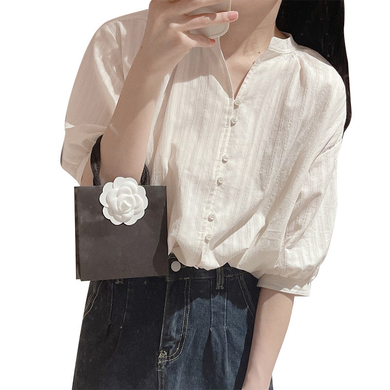 Weisses Puffärmelshirt für lockere Passform – Bild 4 | LuxeStyle