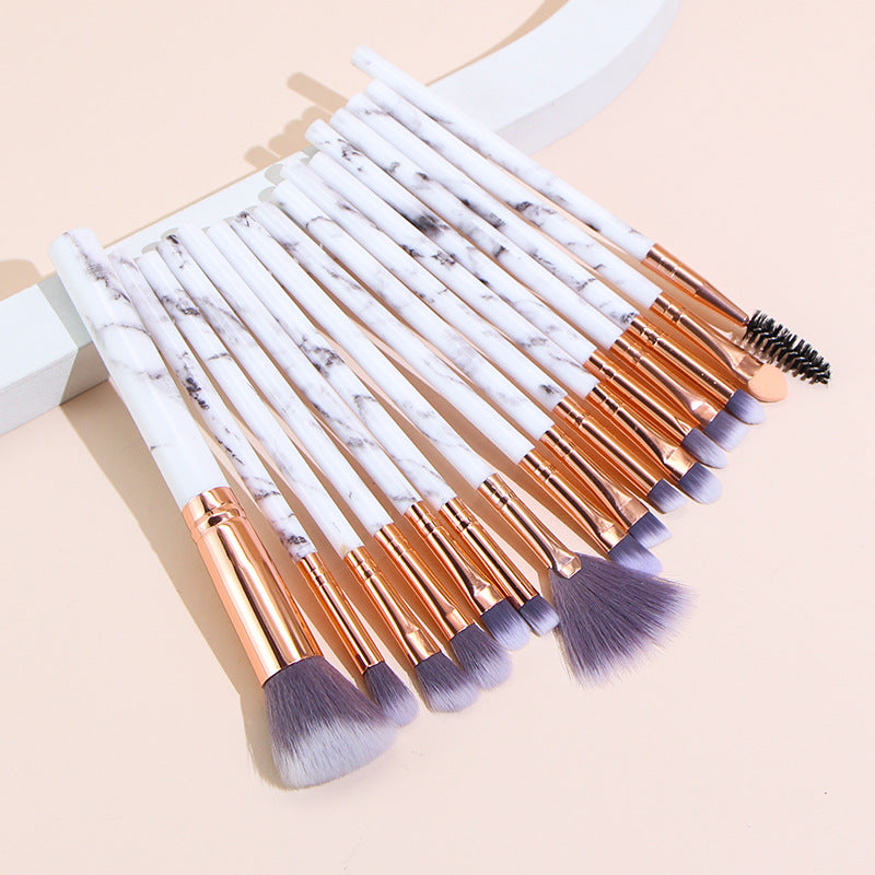 16-Stückes Makeup-Pinselset mit Marmor-Muster · 16 Stück – Bild 3 | LuxeStyle