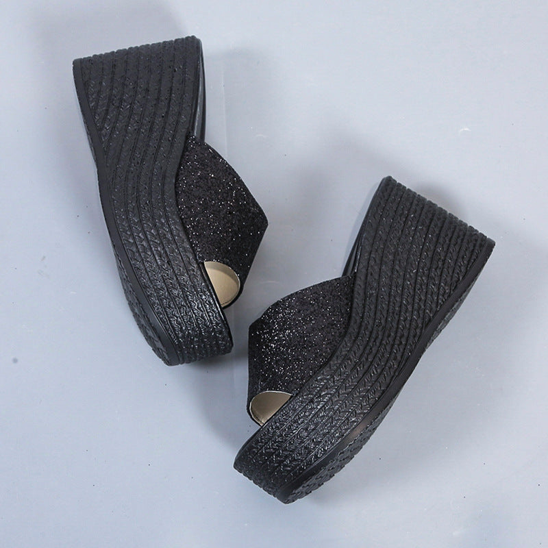 Pailletten Mesh Plateau-Slipper – Bild 5 | LuxeStyle
