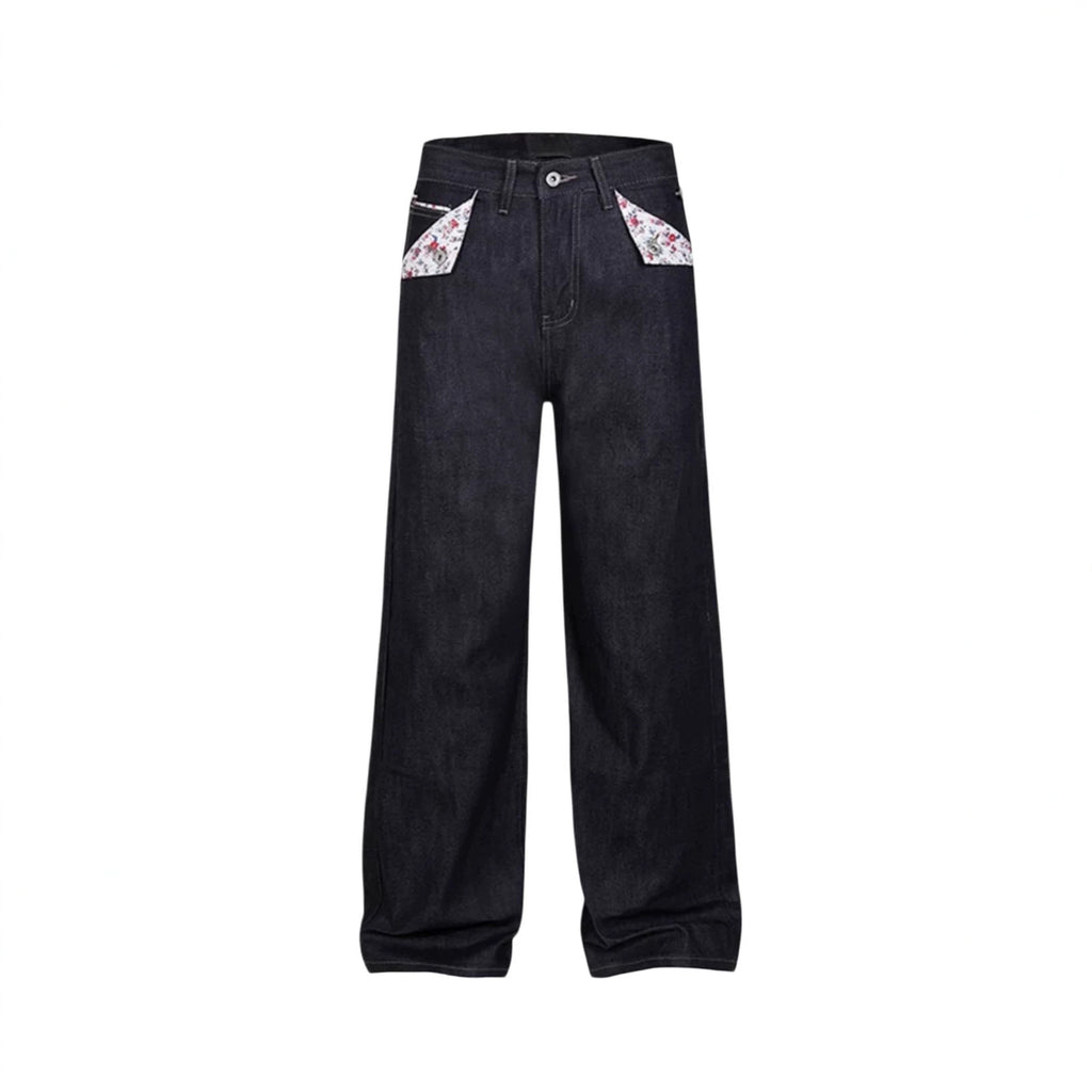 Red-Ear Straight-Leg Jeans mit Blumenmuster