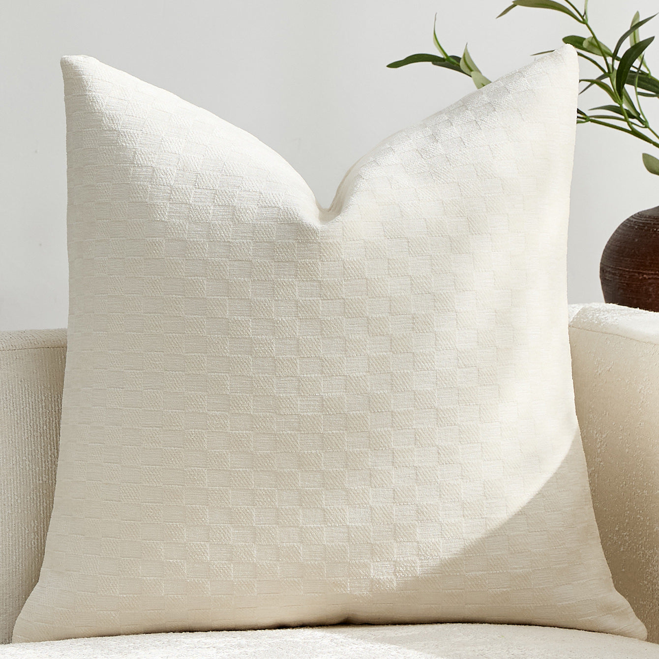 Chenille Kissenhülle mit 3D-Kleinwürfelmuster