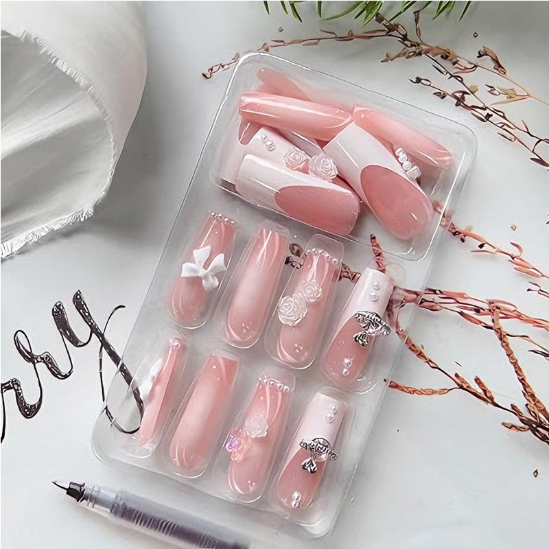 Pearl Flower Press-On Nails