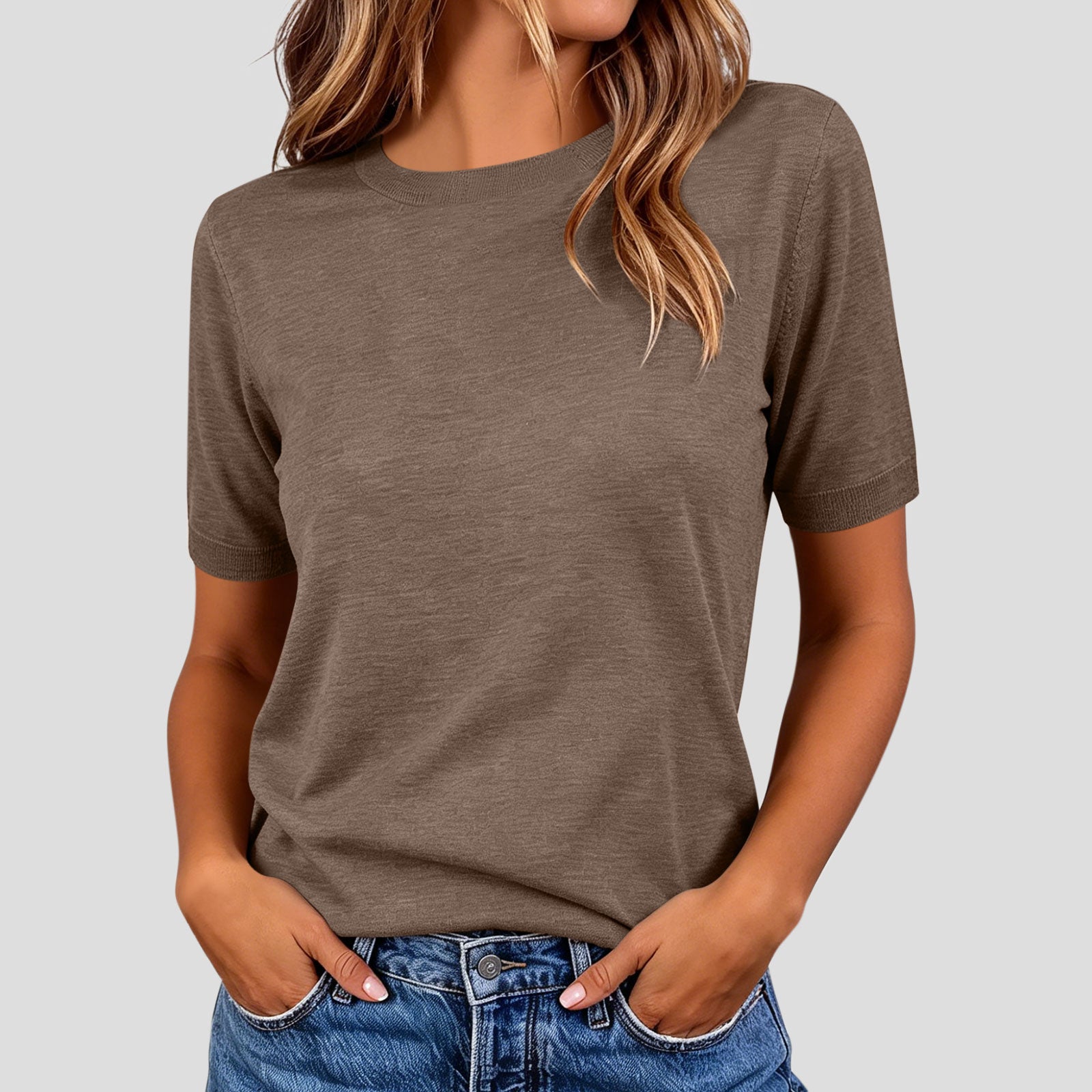 Leichtes Kurzarm-Strickshirt für Damen