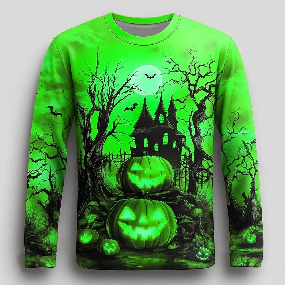Modal Langarmshirt mit Halloween-Kürbis-Print – Bild 3 | LuxeStyle