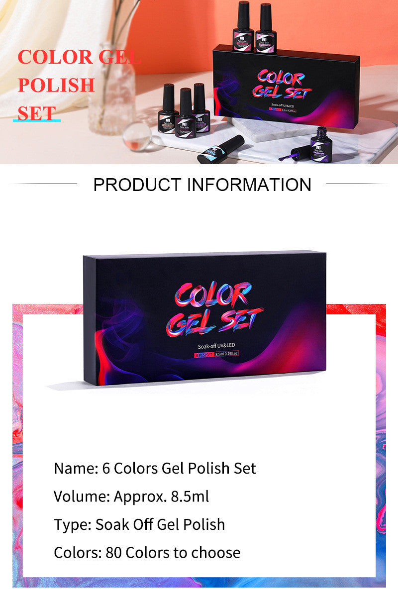 Gelnagellack-Set – 6 Farben à 8ml