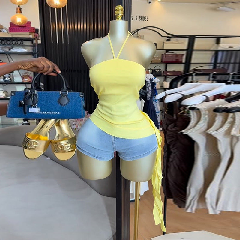 Neckholder Tube-Top mit asymmetrischem Saum – Bild 5 | LuxeStyle