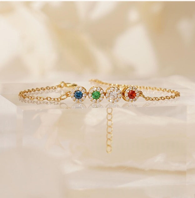 Armband mit farbigem Zirkon und Geburtsstein