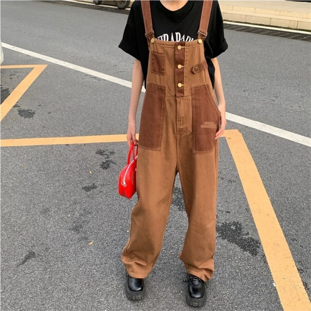 Braune Denim-Overalls