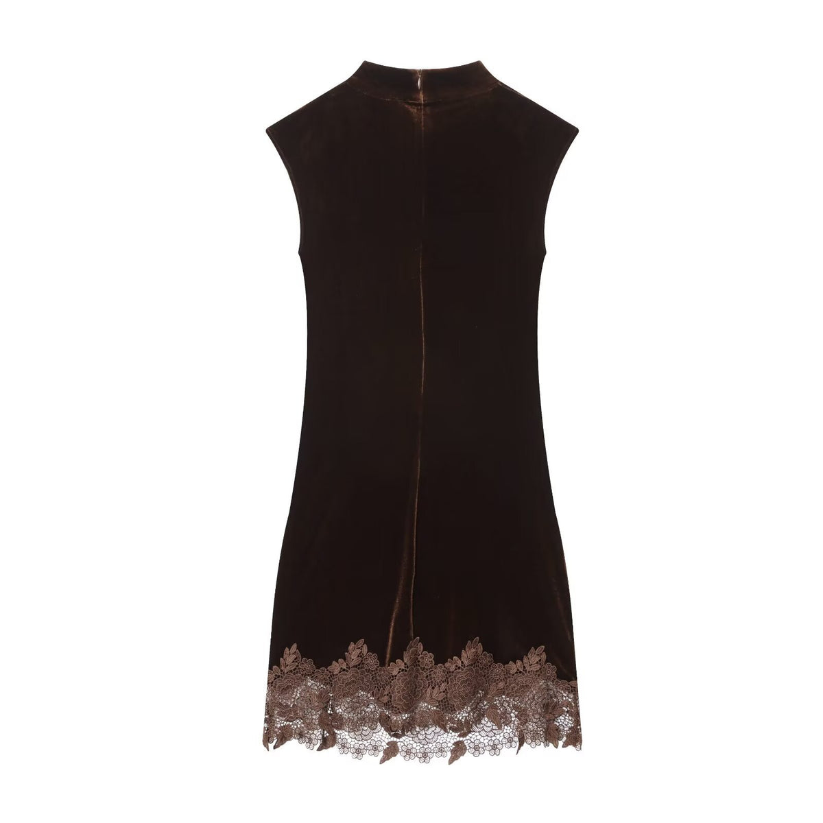 Samtkleid mit Spitze und hoher Taille | LuxeStyle