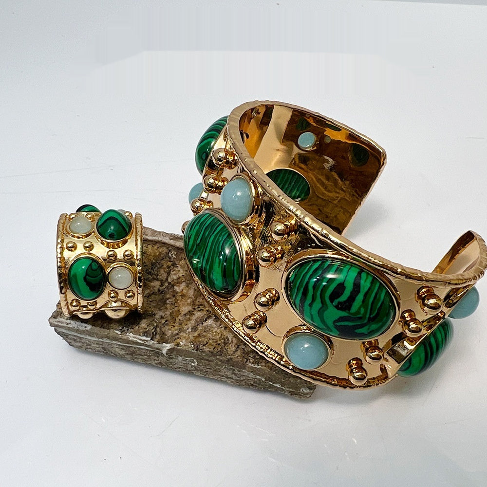 Malachit-Armband «Vintage» · grüner Naturstein