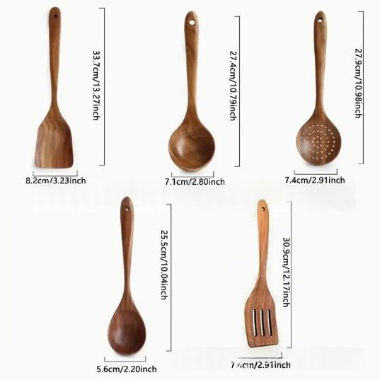 5-teiliges Küchenhelfer-Set aus Akazienholz · 5 Stück | LuxeStyle