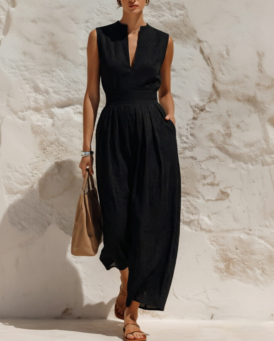 Ärmelloser Jumpsuit mit weitem Bein