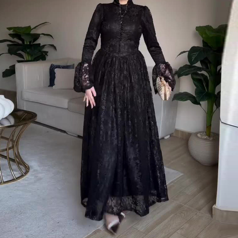 Elegantes Kleid mit Spitze und ausgestellten Ärmeln – Bild 6 | LuxeStyle