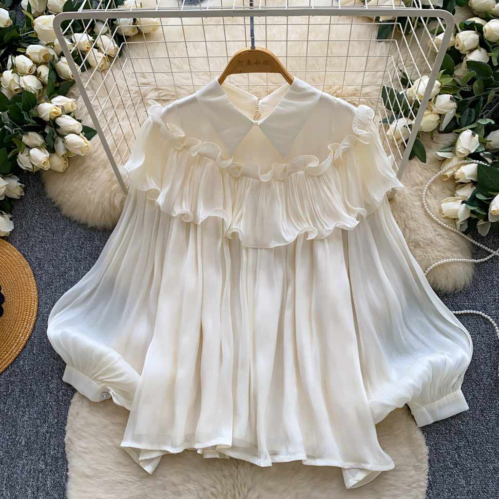 Rüschenbluse mit Laternenärmeln