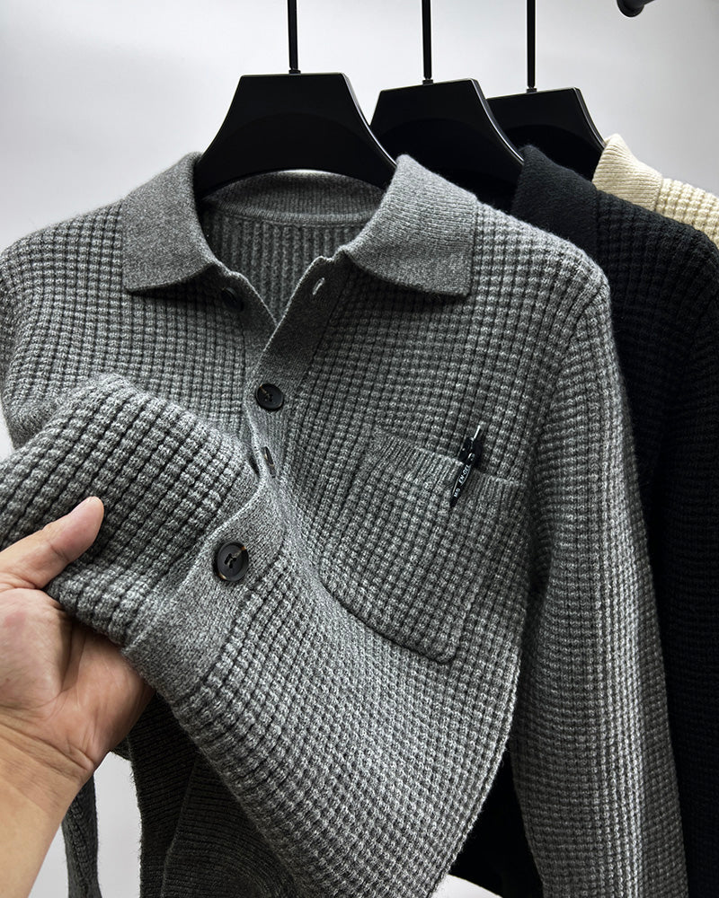 Strick-Cardigan mit Reverskragen und Taschen