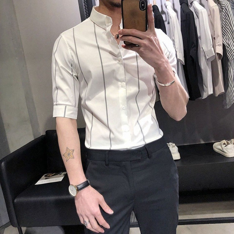 Gestreiftes Slim-Fit Kurzarmhemd – Bild 7 | LuxeStyle