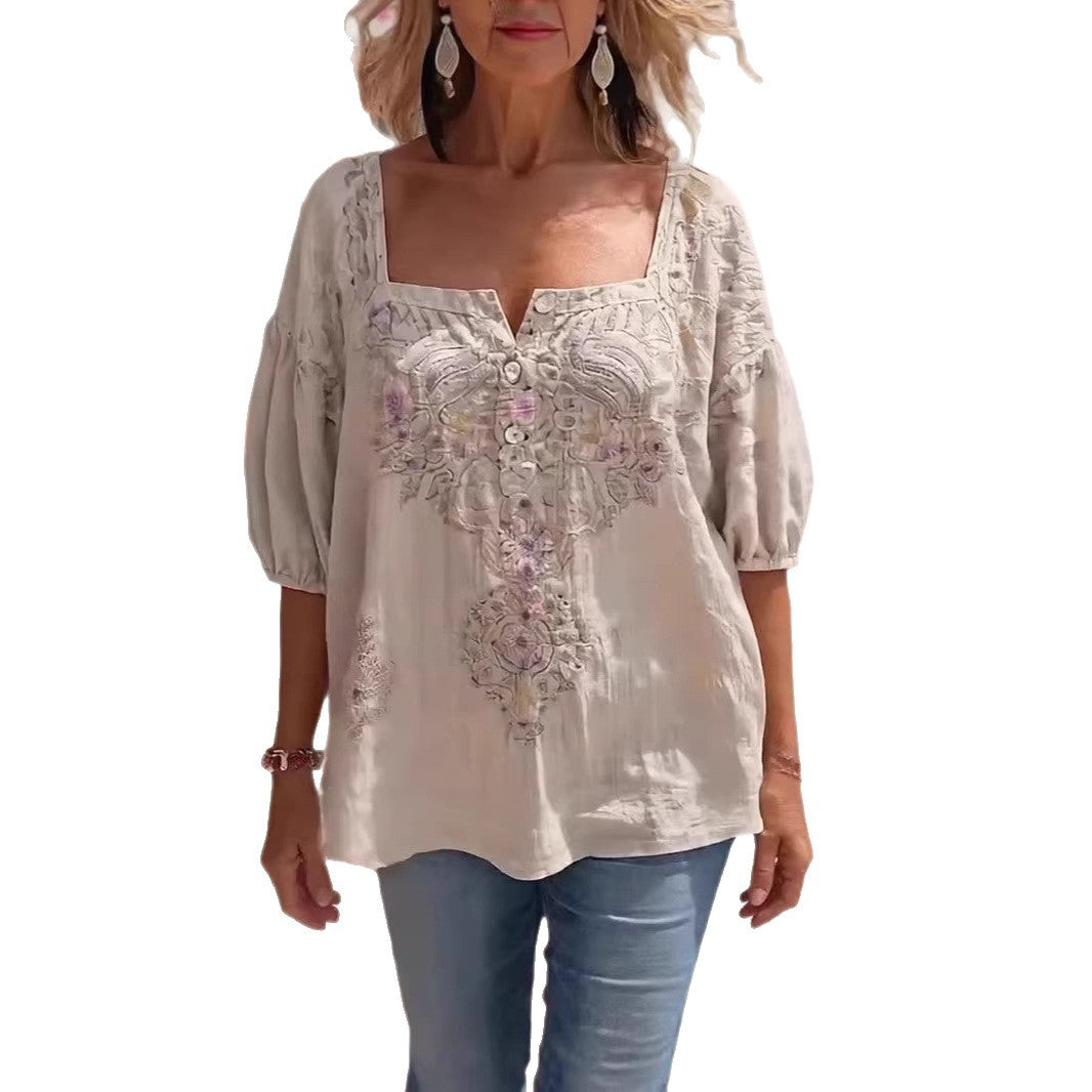 Trendiges Kurzarm-Top mit Geometrischem Muster – Bild 1 | LuxeStyle