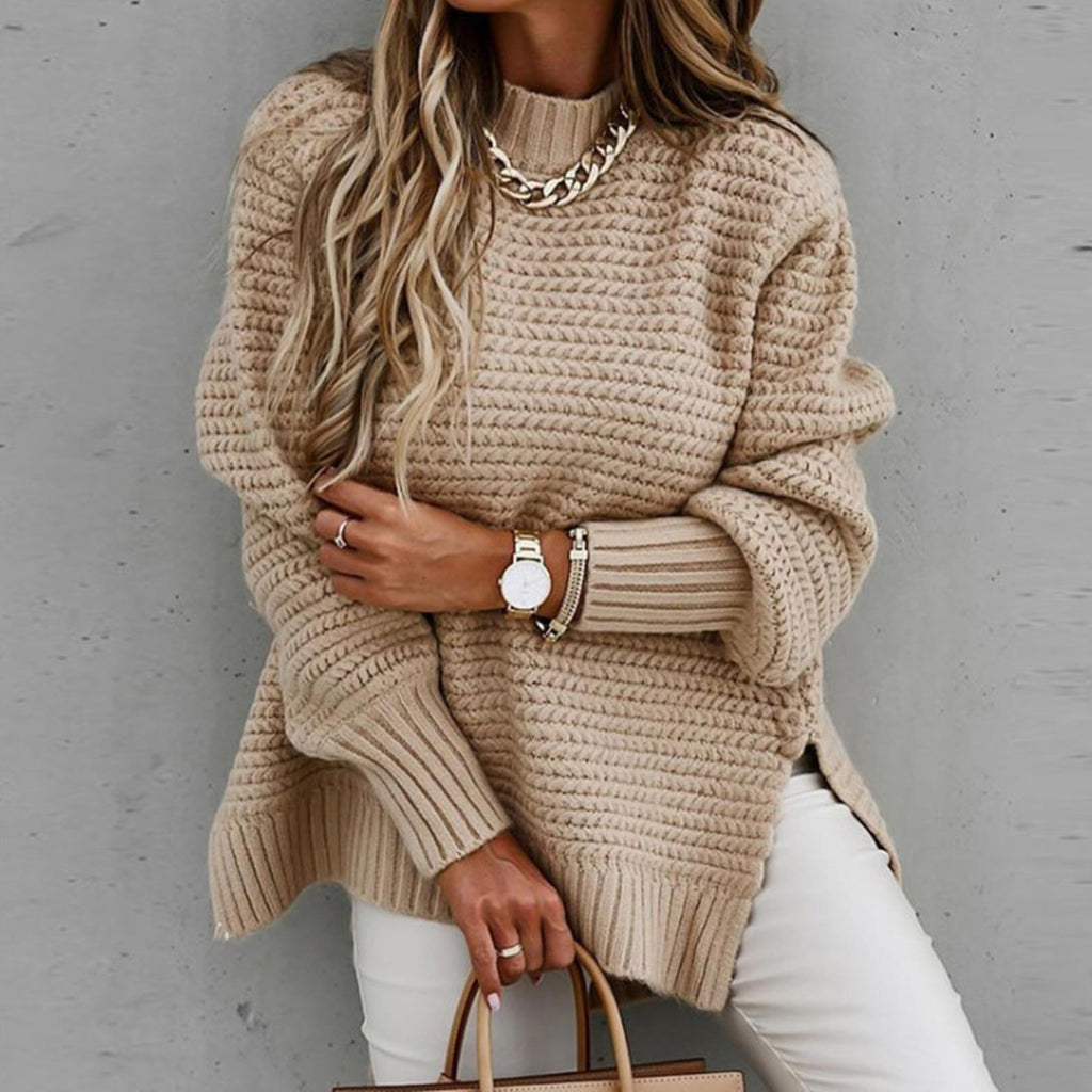 Strickpullover mit Rundhals und Knöpfen