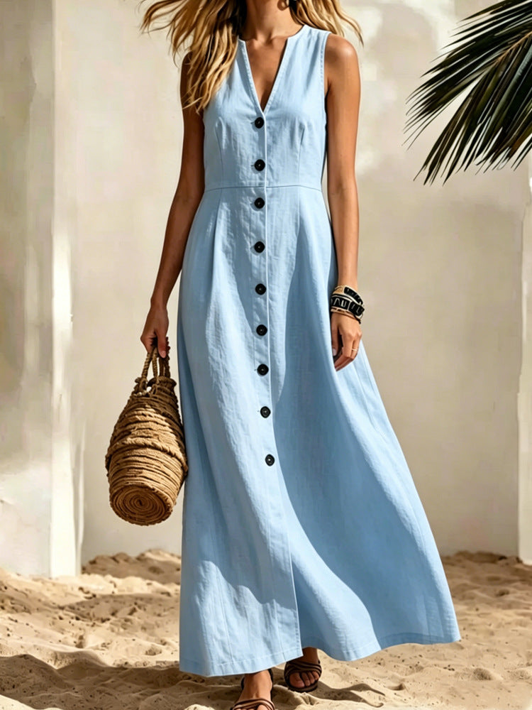 Ärmelloses V-Neck Strickkleid für Damen – Bild 6 | LuxeStyle