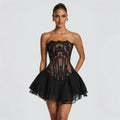 Trägerloses Fishtail Abendkleid-Set mit Mesh-Rock – Bild 7 | LuxeStyle