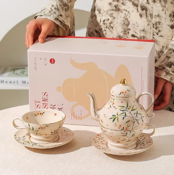 Keramik Teekannen-Set im Vintage-Stil