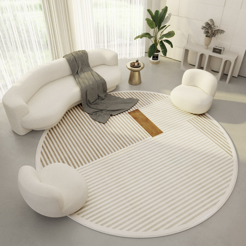 Runder Teppich Ring Samt Modern Creme