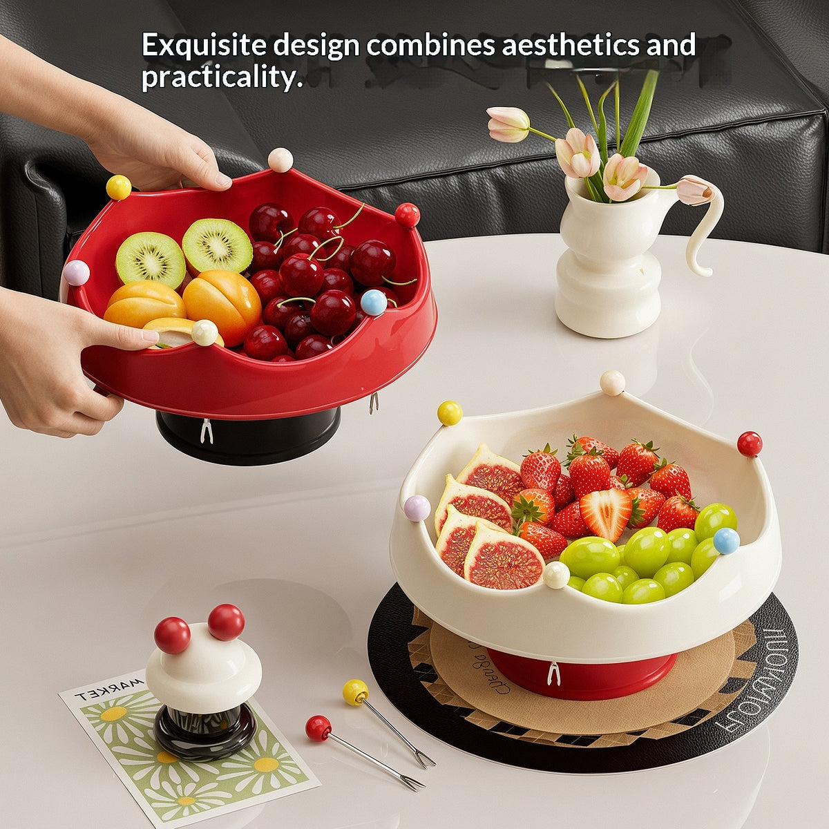 Elegante Obstschale mit Gabeln im Kronen-Stil – Bild 5 | LuxeStyle