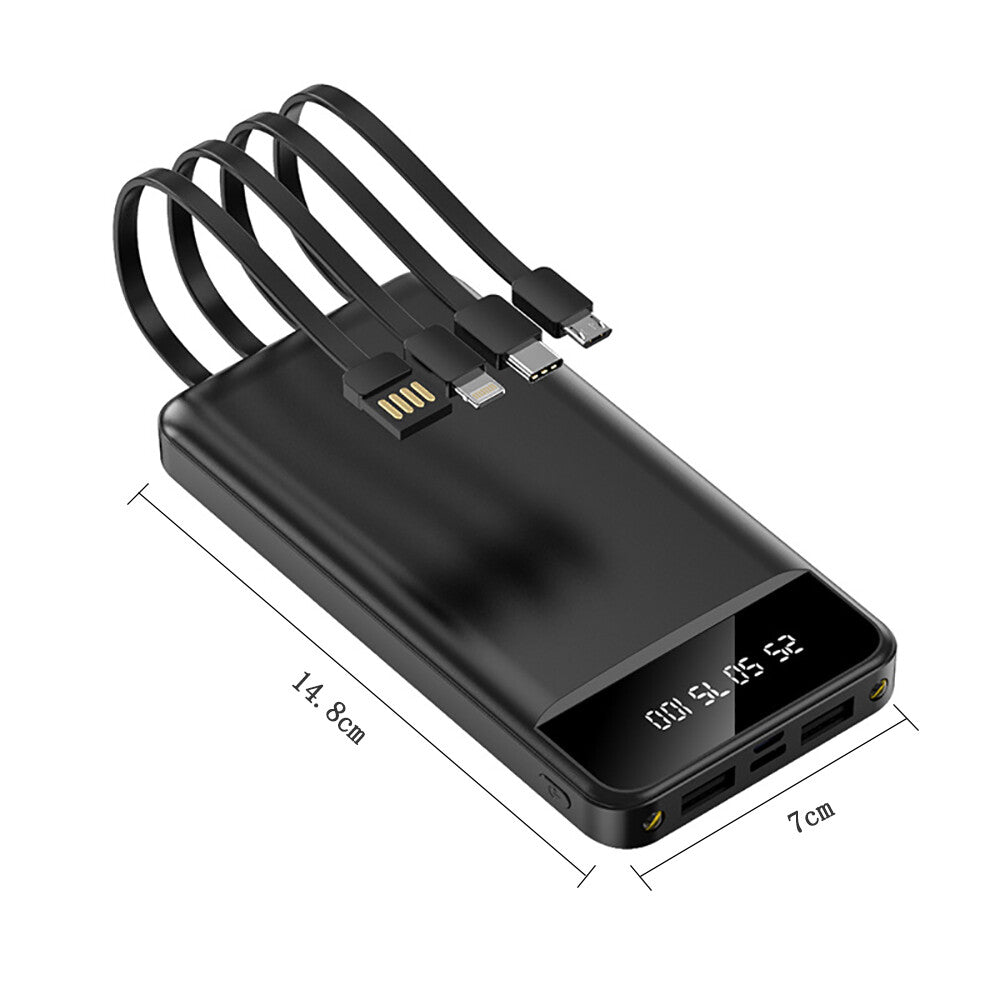XXL-Powerbank mit 4 USB-Ports & 3 integrierten Ladekabeln