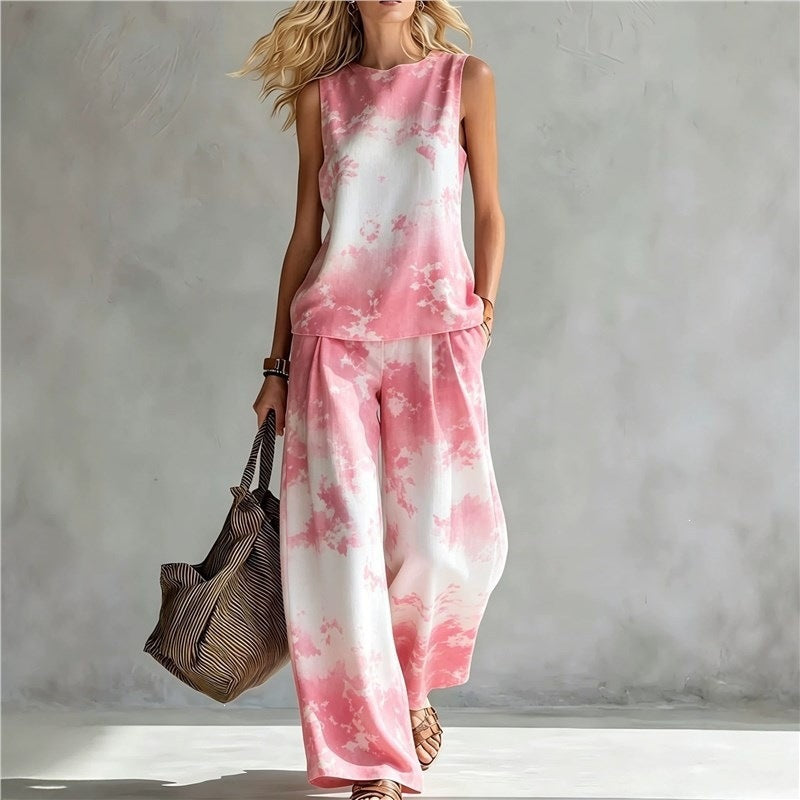 Regenbogen Tie-Dye Top & Weite Hose Set