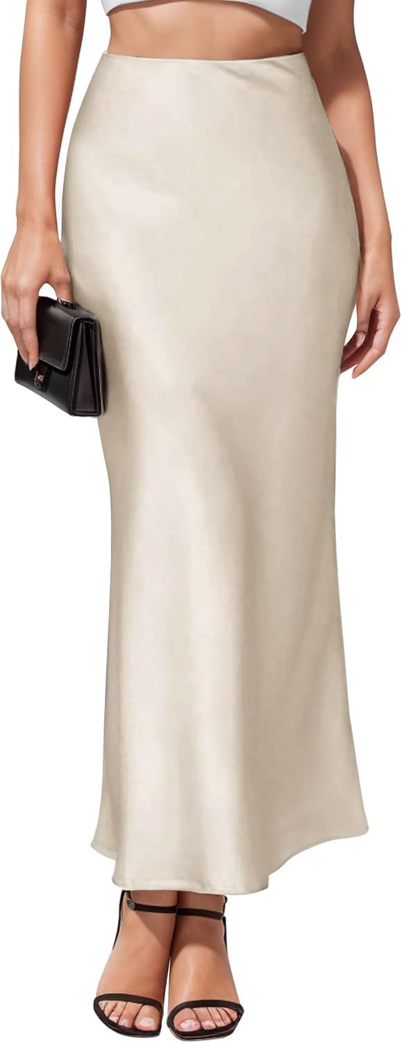 Eleganter Satin-Fischschwanzrock mit hoher Taille – Ansicht 7